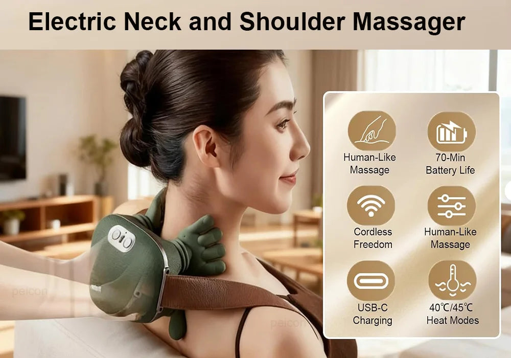 Electric Imitates Human Hands Kneading Neck Massager Back Shoulder Neck Knead Massage Muscle Pain Relieve Cervical Hand Massager