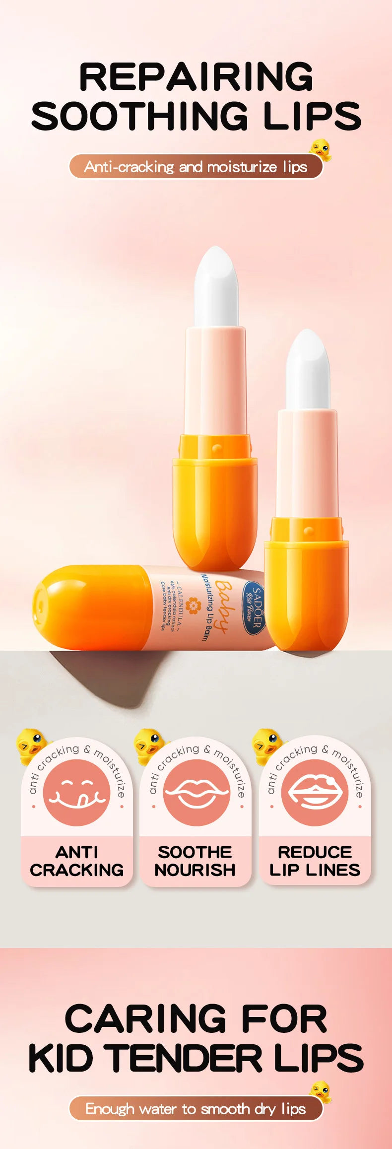 Calendula Children's Lip Balm Gentle Formula Anti-Cracking Moisturizing Fall/Winter Protection Peace of Mind