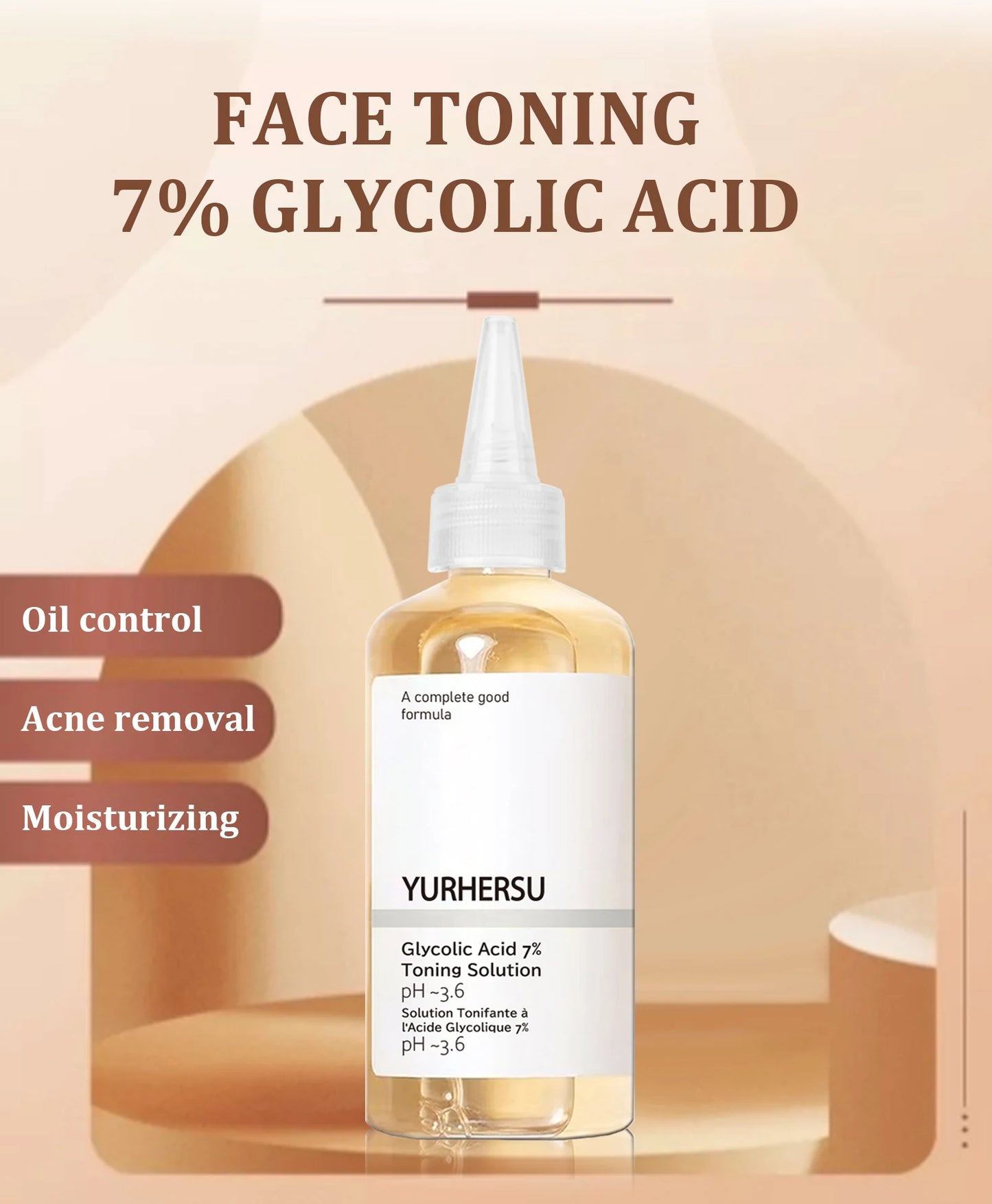 Glycolic Acid 7% Toner Gentle formula, nourishes and moisturizes skin, refreshing and non-sticky.