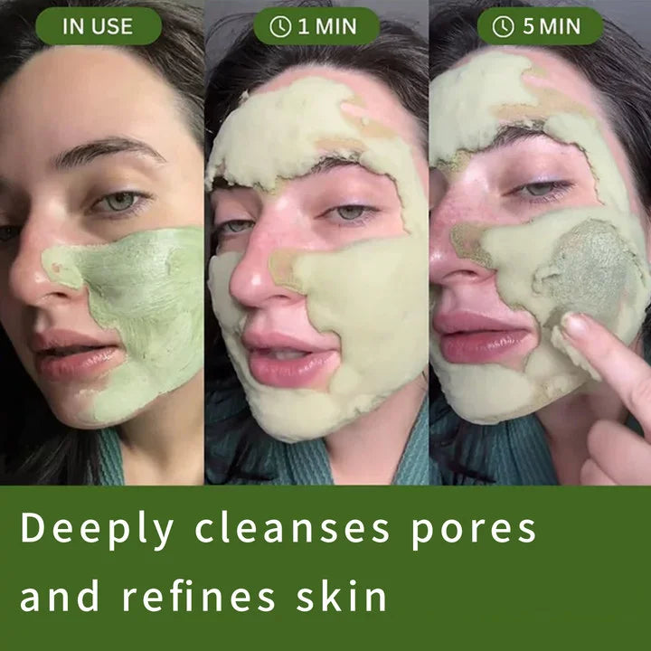 BARUBT Holy Basil Bubble Cleansing Clay Mask - Gently exfoliates, deeply cleans pores. Rich in holy basil leaf extract, PHA, cha