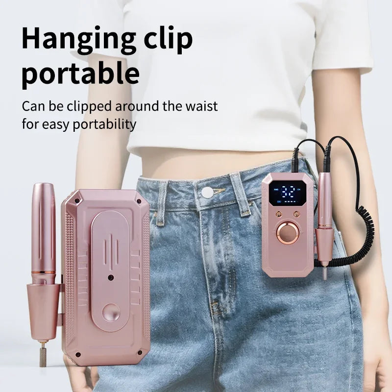 32000RPM Professional Rechargeable Electric Nail Drill Machine Kit Portable Cordless Nail File For Acrylic Gel Nails Remove