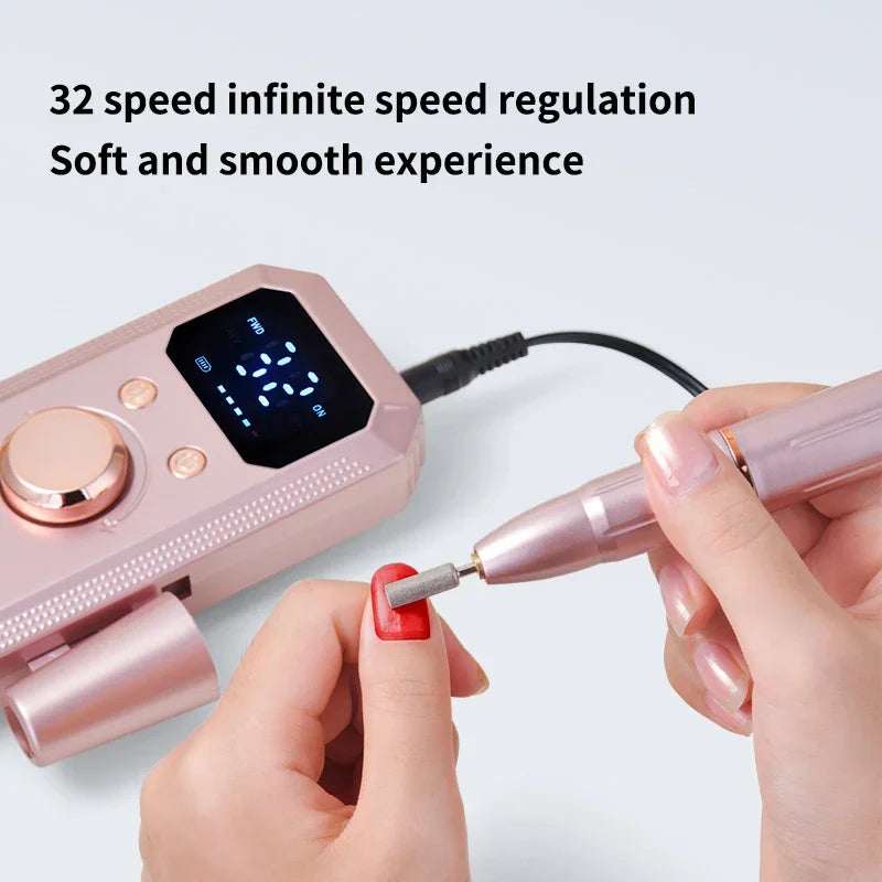 32000RPM Professional Rechargeable Electric Nail Drill Machine Kit Portable Cordless Nail File For Acrylic Gel Nails Remove