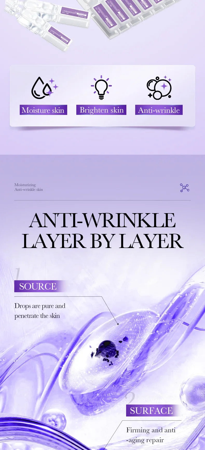 30pcs/box BIOAQUA Retinol Vitamin C Hyaluronic Acid Serum for Face Moisturizing Firming Hydrating Facial Essence Face Skin Care