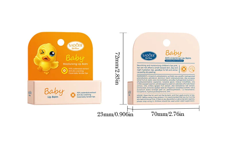 Calendula Children's Lip Balm Gentle Formula Anti-Cracking Moisturizing Fall/Winter Protection Peace of Mind