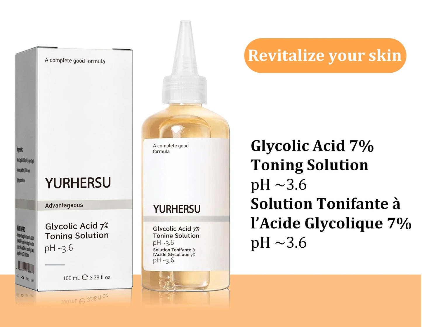 Glycolic Acid 7% Toner Gentle formula, nourishes and moisturizes skin, refreshing and non-sticky.