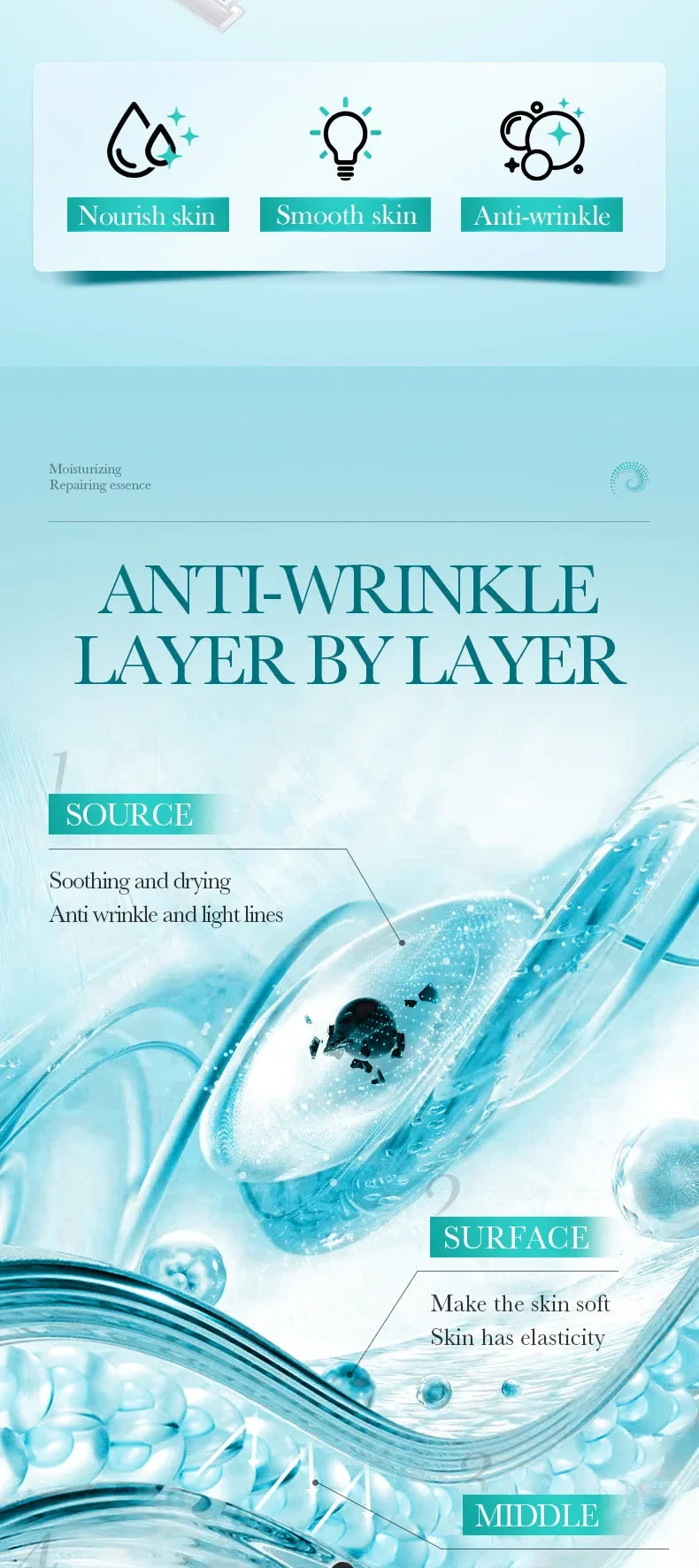 30pcs/box BIOAQUA Retinol Vitamin C Hyaluronic Acid Serum for Face Moisturizing Firming Hydrating Facial Essence Face Skin Care