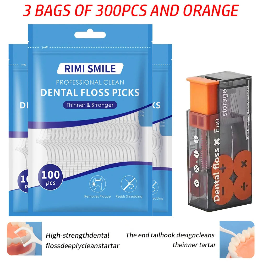 (Affordable) 50/100/300 PCS-RIMI Smile Floss - Comes with Automatic Floss Box - Convenient to Carry When Going Out
