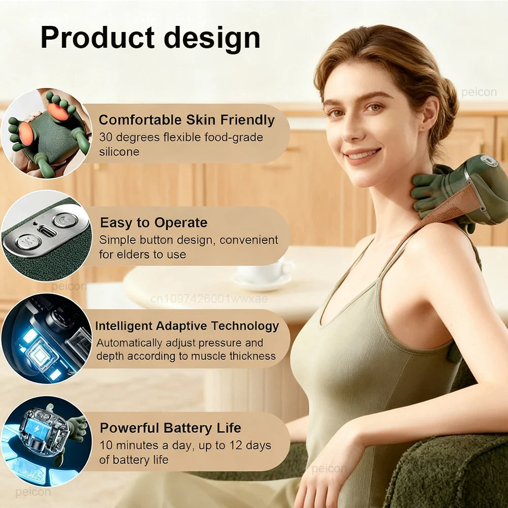 Electric Imitates Human Hands Kneading Neck Massager Back Shoulder Neck Knead Massage Muscle Pain Relieve Cervical Hand Massager