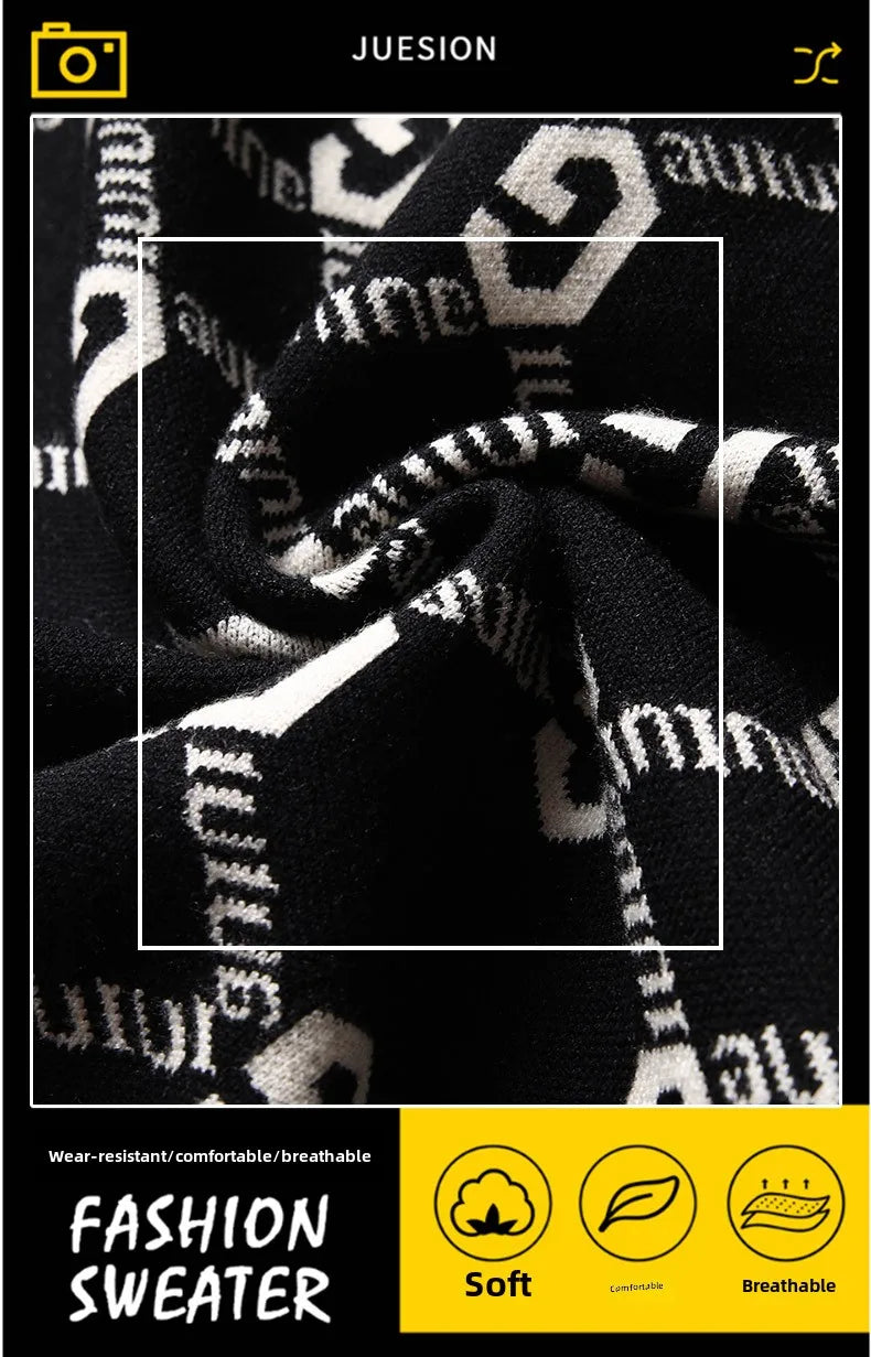 Luxury Quality Men's Knit Cardigan V-neck G Letter Jacquard Pocket Sweatercoat Japan Fashion Casual Exquisite Winter Men's Wear