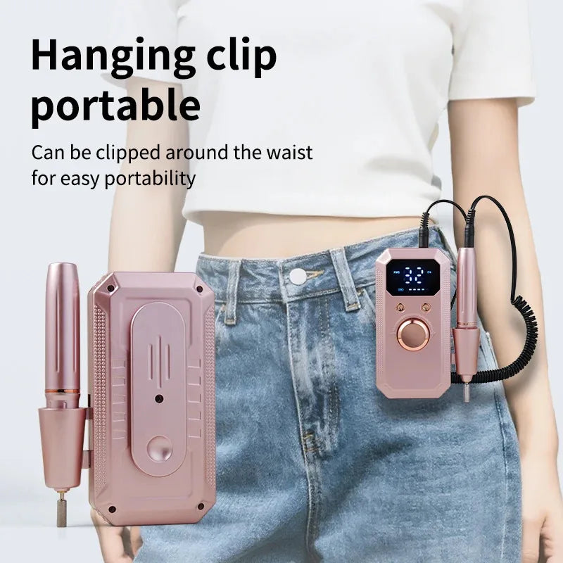 32000RPM Professional Rechargeable Electric Nail Drill Machine Kit Portable Cordless Nail File For Acrylic Gel Nails Remove