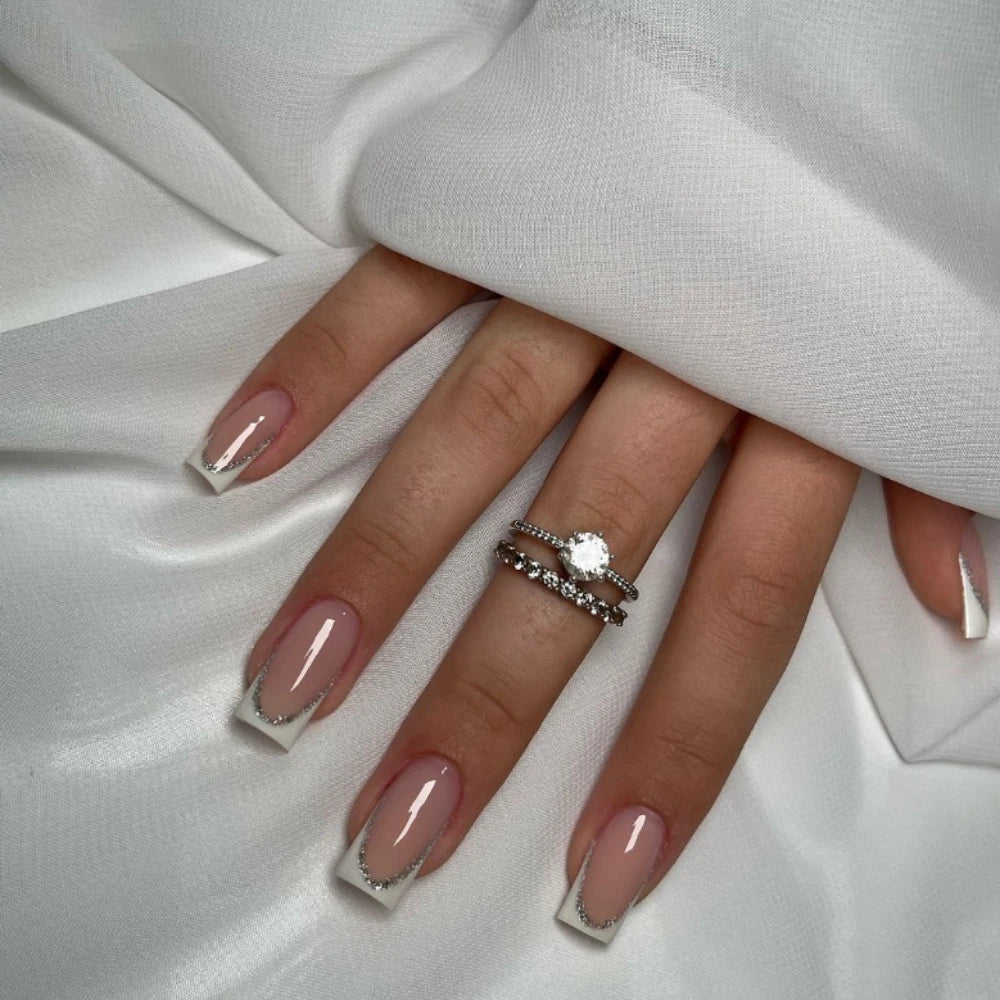 10 Pcs Handmade Press On Nails 2024 New French Limited Leopard Print Medium Almond False Nails Design Art DIY Nails with Set