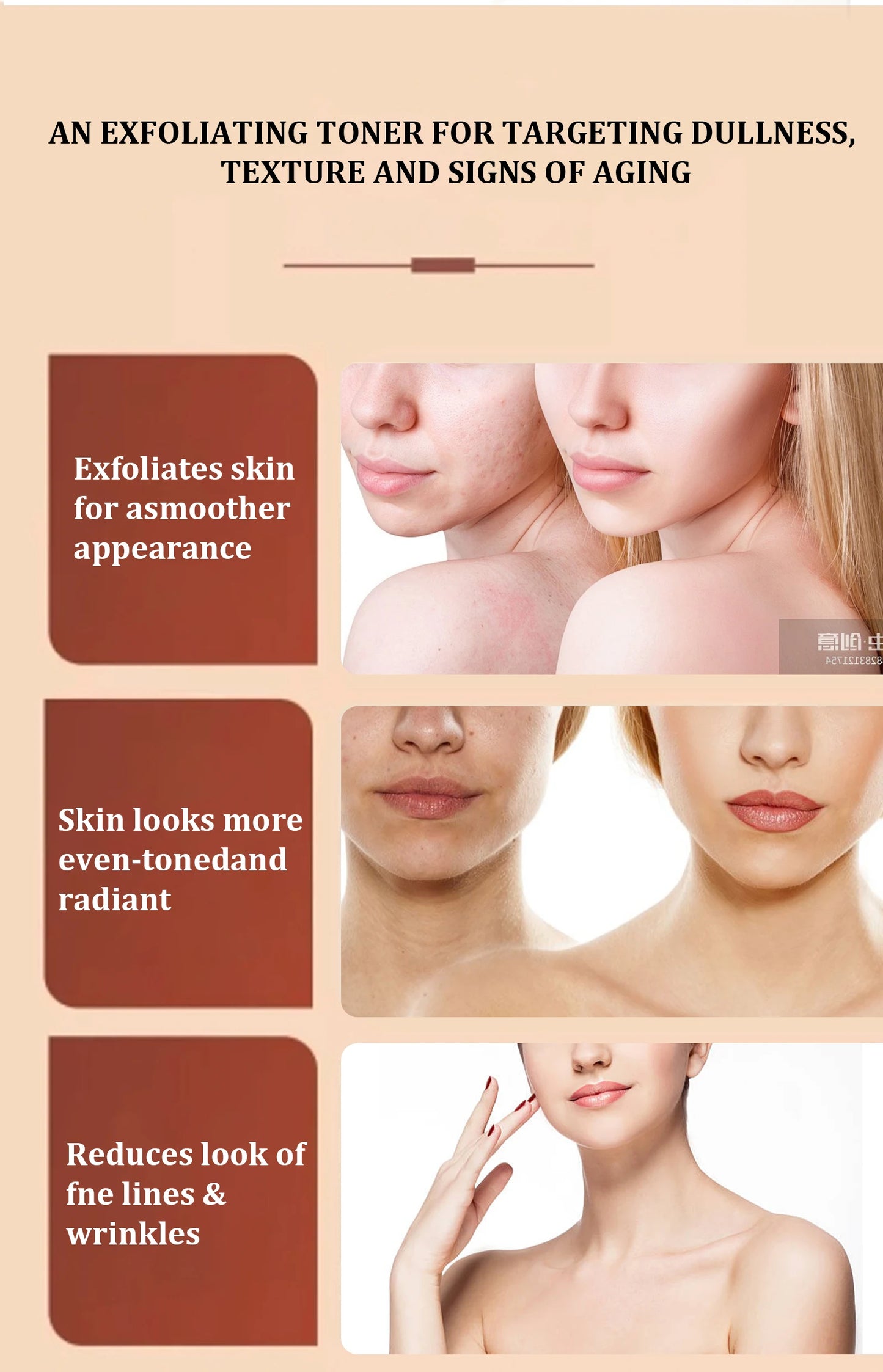 Glycolic Acid 7% Toner Gentle formula, nourishes and moisturizes skin, refreshing and non-sticky.