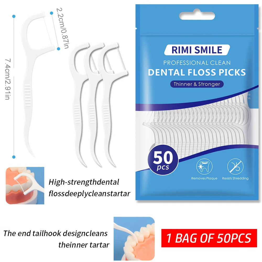 (Affordable) 50/100/300 PCS-RIMI Smile Floss - Comes with Automatic Floss Box - Convenient to Carry When Going Out
